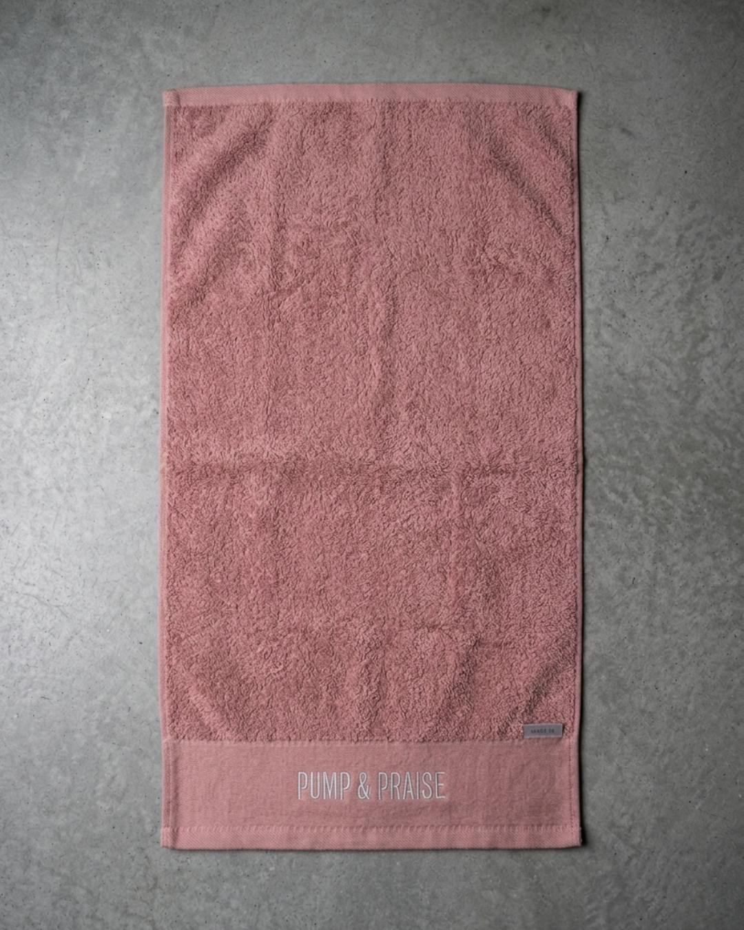 PUMP & PRAISE BLUSH PINK EMBROIDERED GYM TOWEL