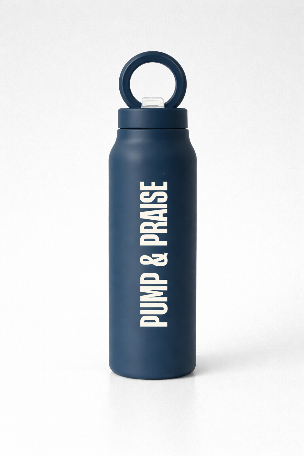 PUMP & PRAISE MATTE BLACK MAGNETIC LID PHONE HOLDER BOTTLE
